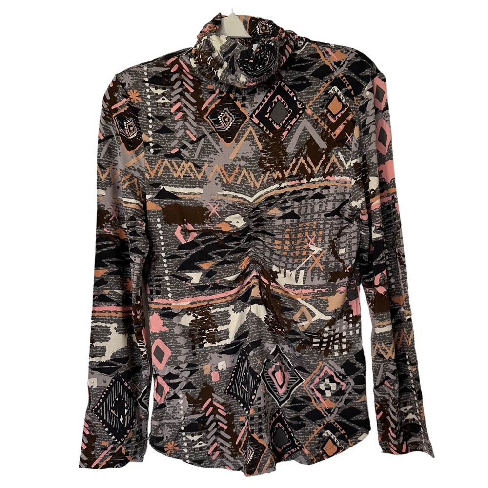 & Other Stories Capsule Turtleneck Geometric Print Top Size 4‎